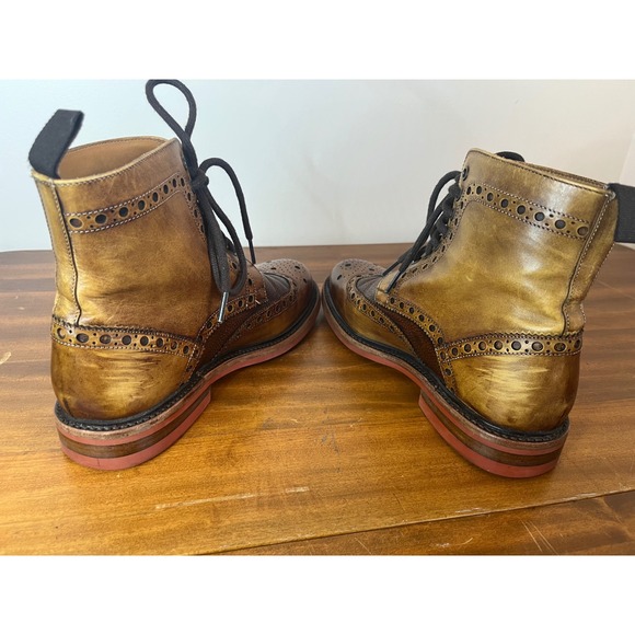 Herring Boots Leather Wingtip Brogue Boots Tan Brown Size UK 6 EU 40 Men US 7/8 - Picture 8 of 9